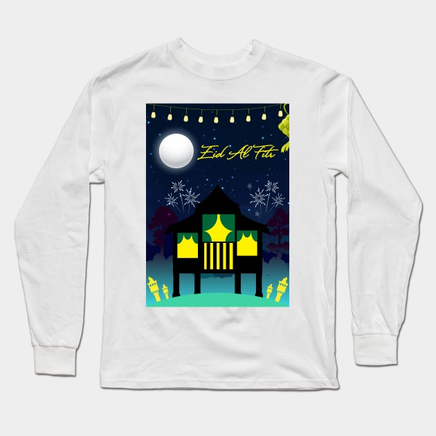 Eid Al Fitr Mubarak Celebrations Long Sleeve T-Shirt by HAIFAHARIS